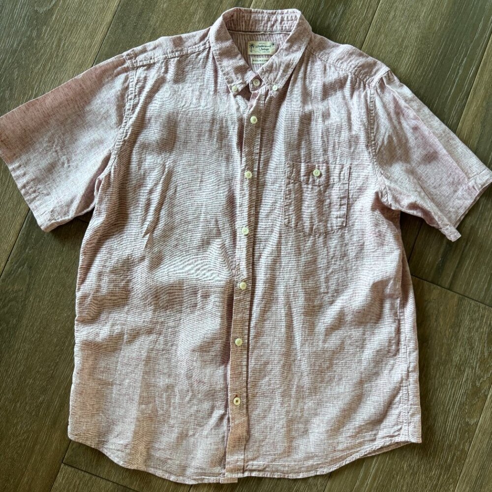 Weatherproff Vintage woven washable linen short sleeve button front shirt sz XL - Picture 2 of 10